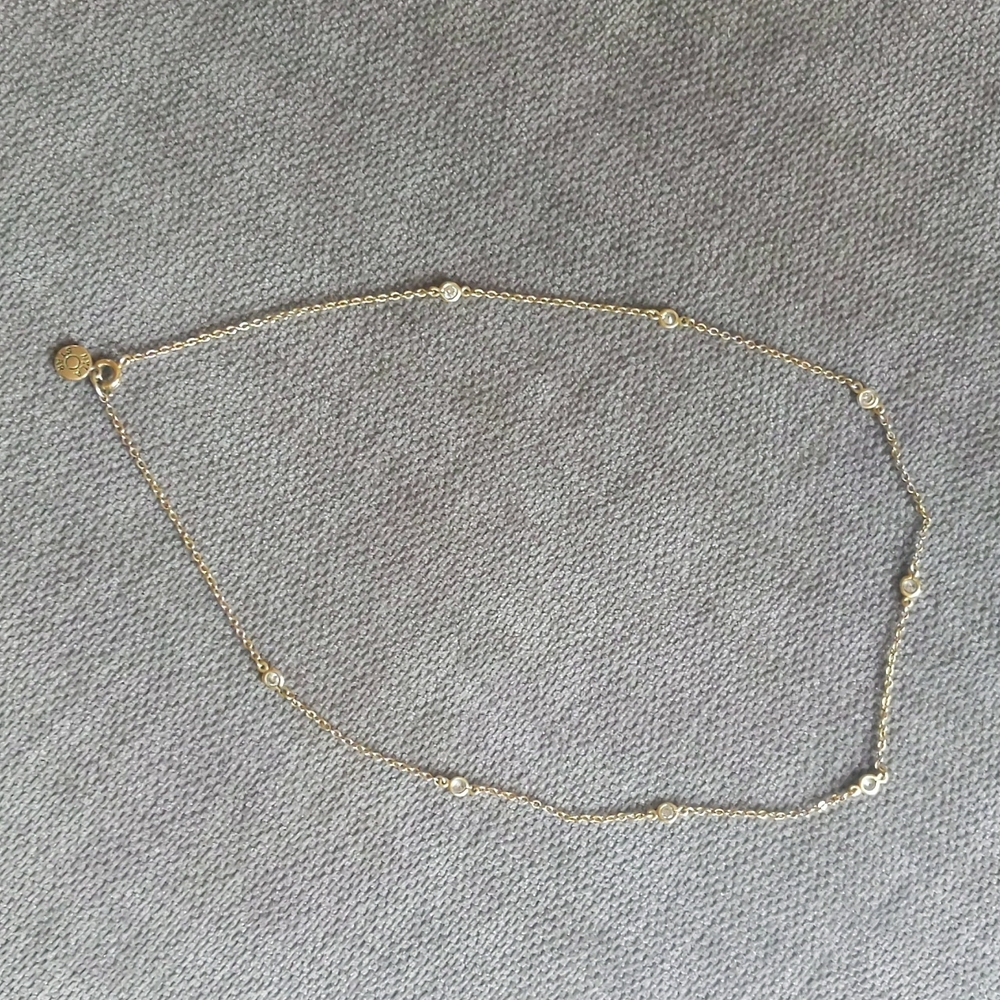 Diamonds by the Yard Crystal Necklace in 14k Gold plate / 8 Bezels, .05 ct each